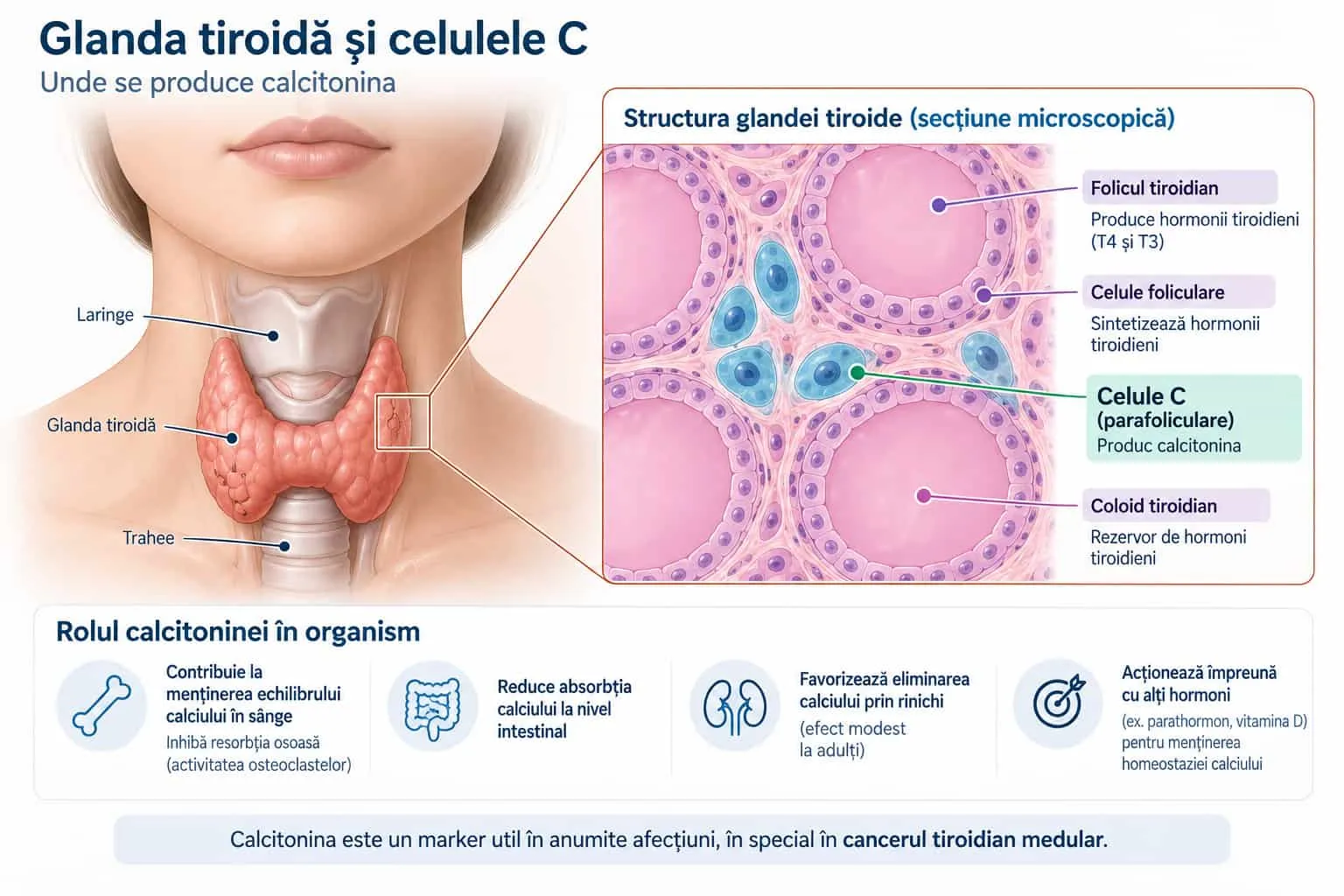 Celulele C ale tiroidei, cele care produc calcitonina